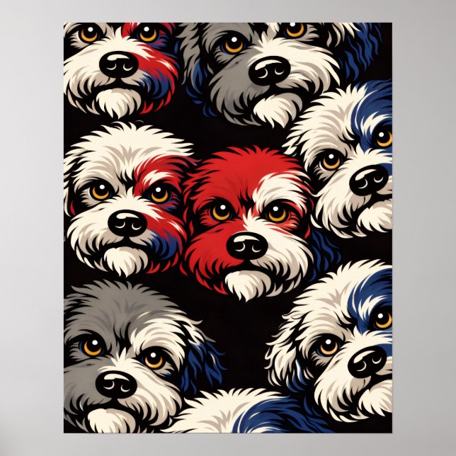 Poster Presente de Arte de Parede com Padrão de Cockapoo  (Frente)