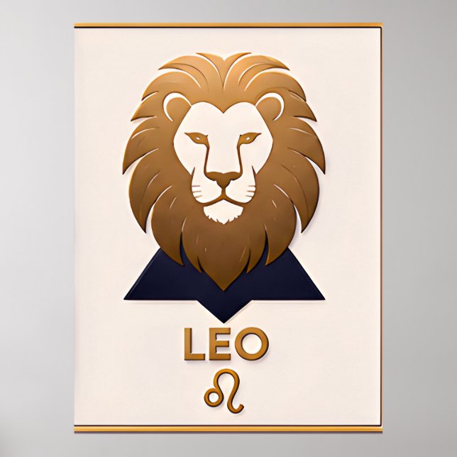 Poster Presente de Astrologia Decoração Leão Zodíaco (Frente)