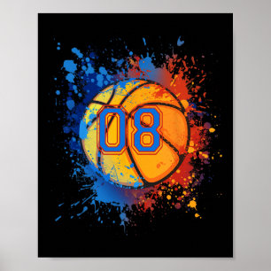 Poster Presente De Basquete De Aniversário De 8 Anos Para