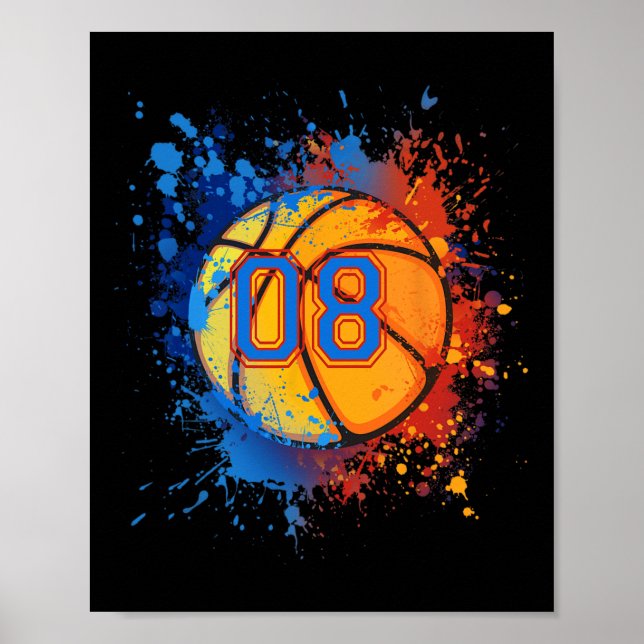 Poster Presente De Basquete De Aniversário De 8 Anos Para (Frente)