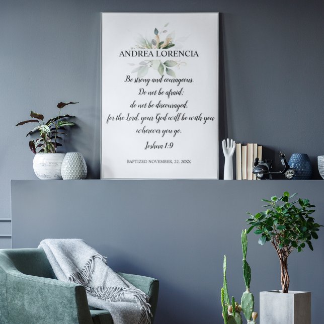 Poster Presente de Batismo Joshua 1 9 (Criador carregado)
