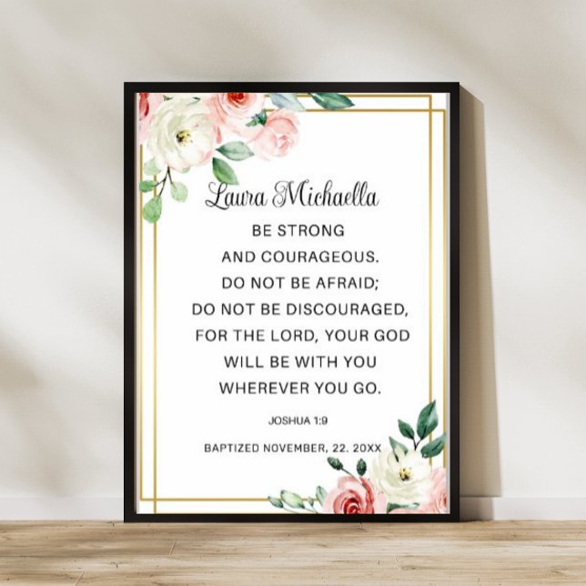 Poster Presente de Batismo Joshua 1 9 (Criador carregado)