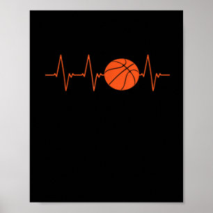 Poster Presente de bola de batimento cardíaco de basquete