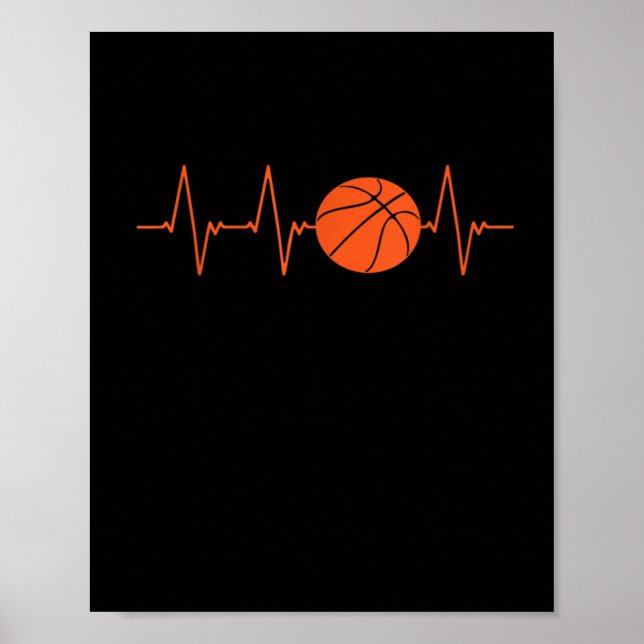Poster Presente de bola de batimento cardíaco de basquete (Frente)
