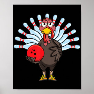 Poster Presente de Boliche de Ação de Graças na Turquia