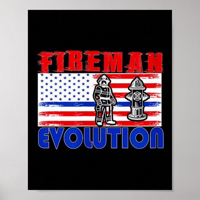 Poster Presente de Bombeiro Evolução Bombeiro Orgulhoso d (Frente)