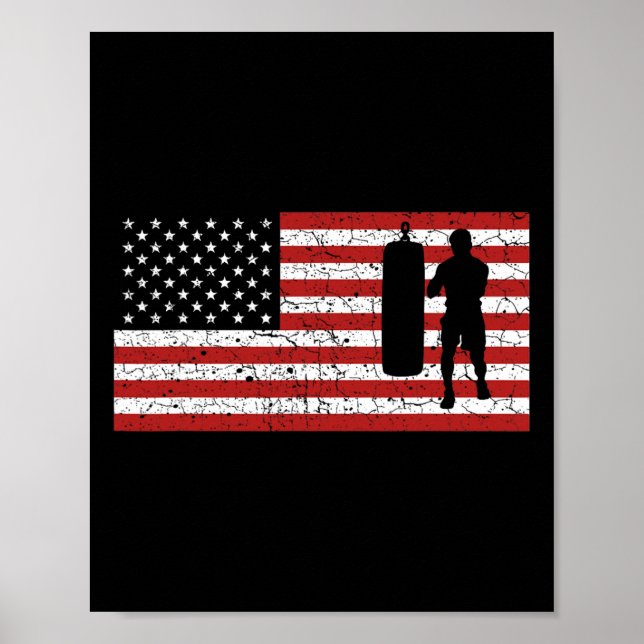 Poster Presente de Boxe Bandeira Americana Homens Mulhere (Frente)