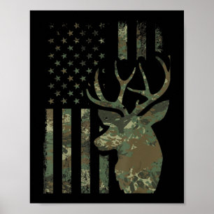 Poster Presente de caça à galeria da Camo American Flag B