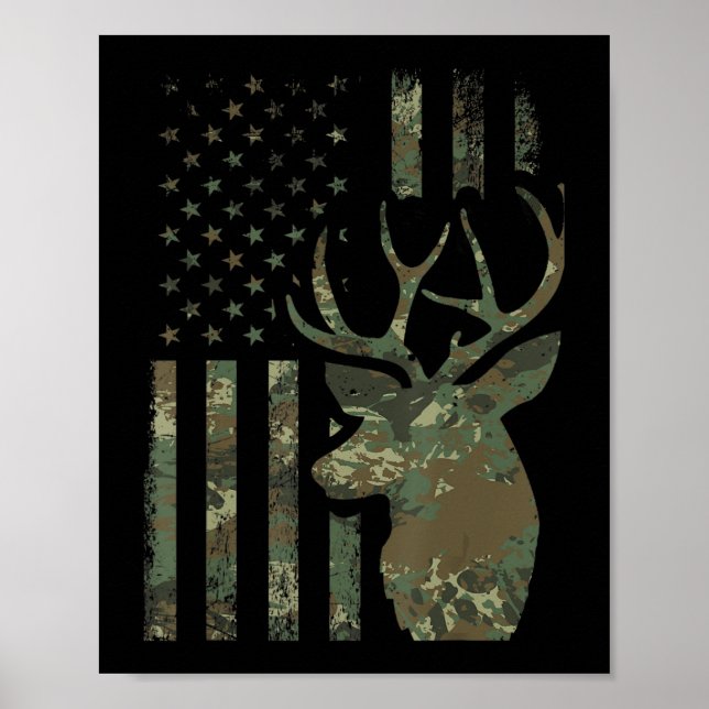 Poster Presente de caça à galeria da Camo American Flag B (Frente)