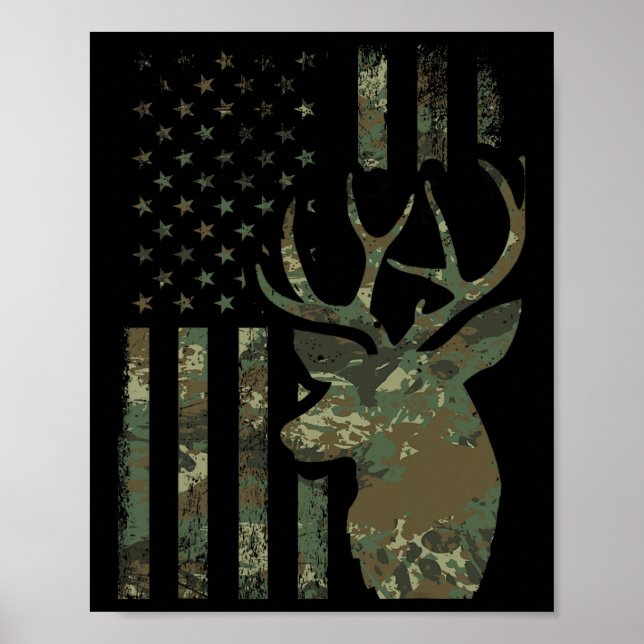 Poster Presente De Caça Para Elk Deer - Bandeira American (Frente)