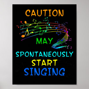 Poster Presente de Camiseta de Amante de Música Cantada -