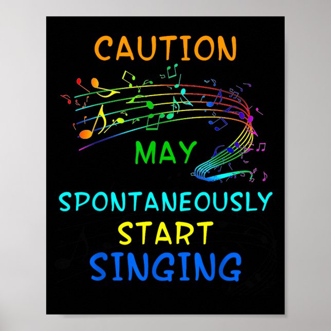 Poster Presente de Camiseta de Amante de Música Cantada - (Frente)