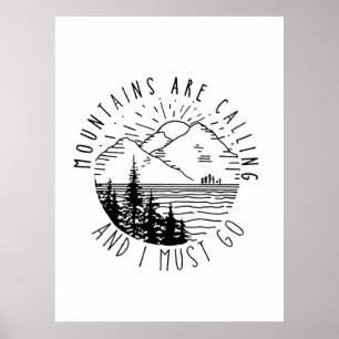 Poster Presente de Camper   Montanhas Estão Ligando E Eu 