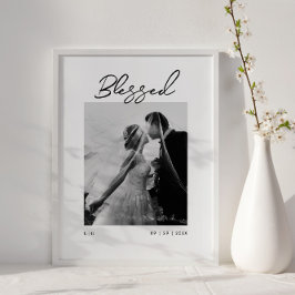 Poster Presente de Casamento Monograma de Casais Abençoad