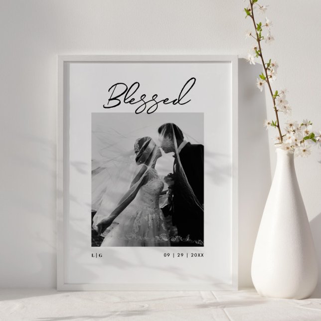 Poster Presente de Casamento Monograma de Casais Abençoad (Criador carregado)