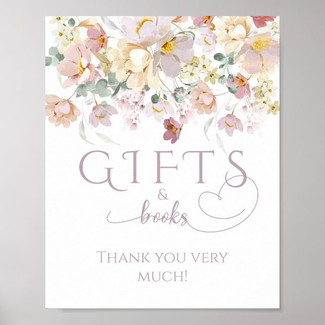 Poster Presente de Chá de fraldas de flor selvagem roxa (Frente)