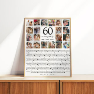 Póster Presente de Colagem de Fotos 60 Razões pelas quais