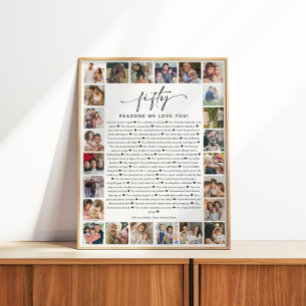 Póster Presente de Colagem de Fotos dos 50 Motivos que Am