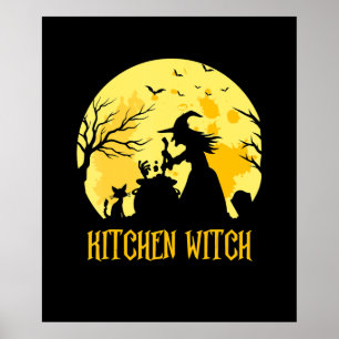 Poster Presente de cozinhar halloween bruxa da cozinha