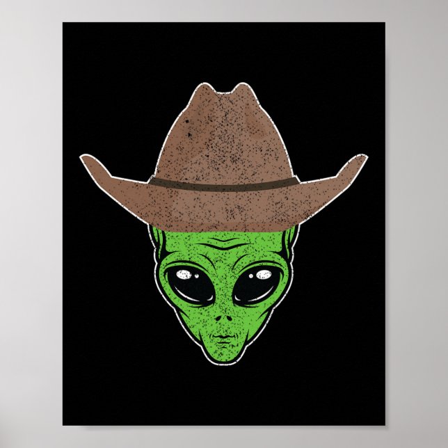 Poster Presente de Dia das Bruxas de alienígena de cowboy (Frente)