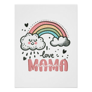 Póster Presente de dia de as mães Eu Amo Mamãe