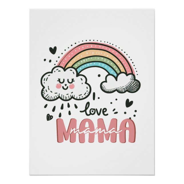 Póster Presente de dia de as mães | Eu Amo Mamãe (Frente)