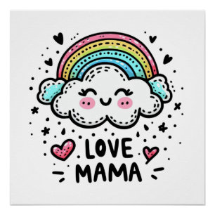 Póster Presente de dia de as mães Eu Amo Mamãe