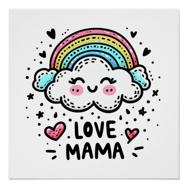 Póster Presente de dia de as mães | Eu Amo Mamãe (Frente)