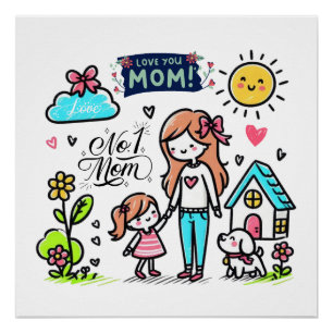 Póster Presente de dia de as mães   Eu Te Amo Mãe
