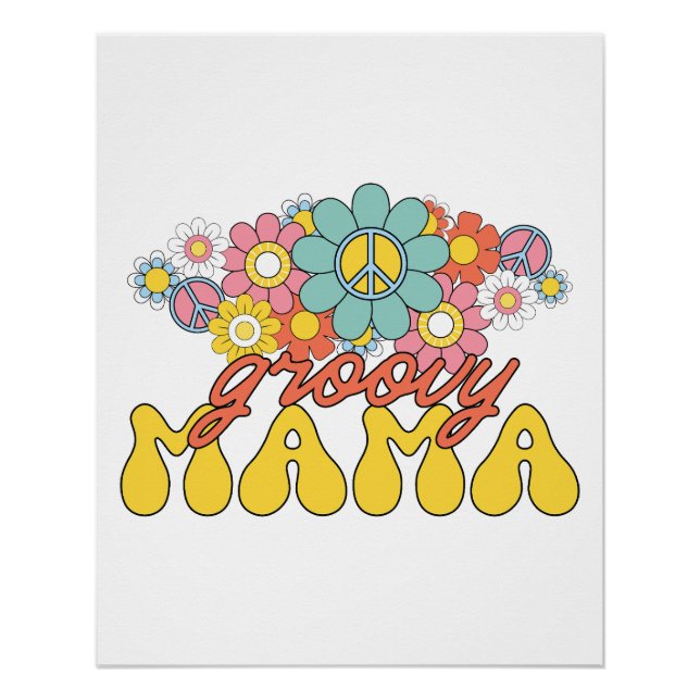 Póster Presente de dia de as mães | Groovy Mama (Frente)