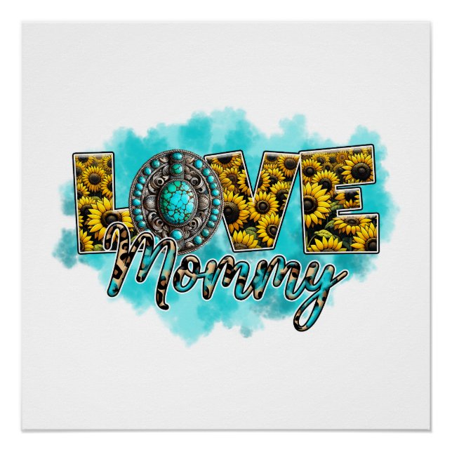 Póster Presente de dia de as mães | Love Floral Mamãe (Frente)