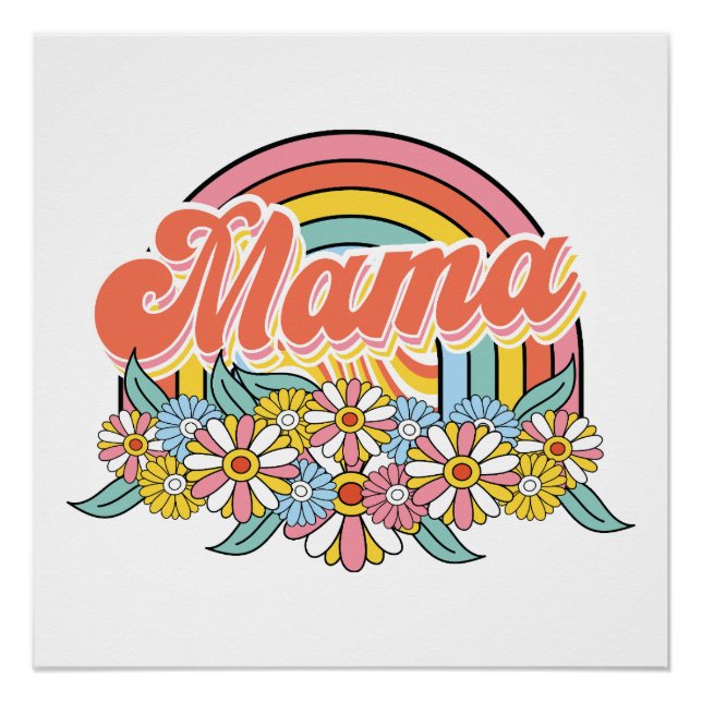 Póster Presente de dia de as mães | Mama Floral (Frente)