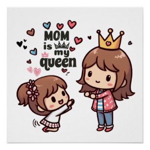 Póster Presente de dia de as mães Mamãe É Minha Rainha