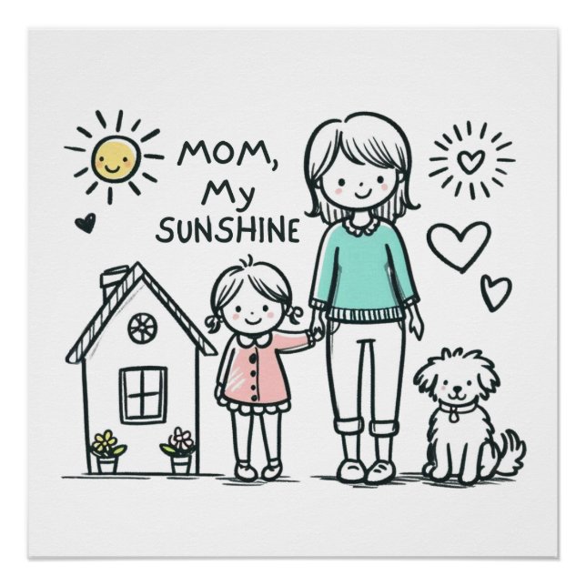 Póster Presente de dia de as mães | Mamãe, Meu Sol (Frente)