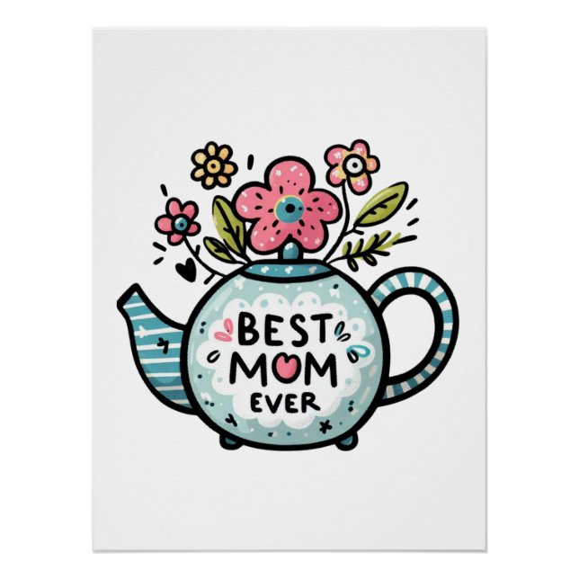 Póster Presente de dia de as mães | Melhor Mãe Nunca (Frente)