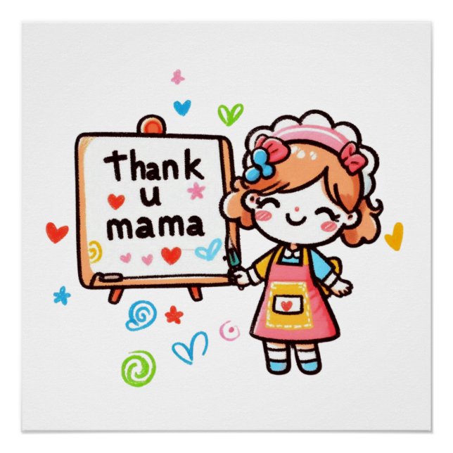 Póster Presente de dia de as mães | Obrigado Mãe (Frente)