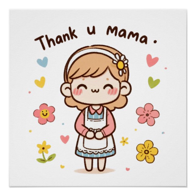Póster Presente de dia de as mães | Obrigado Mãe (Frente)
