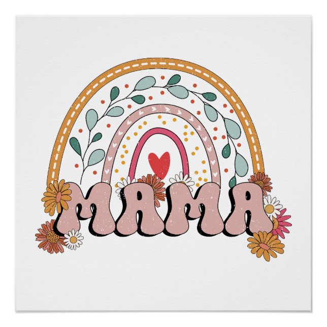 Póster Presente de dia de as mães | Rainbow Mama (Frente)