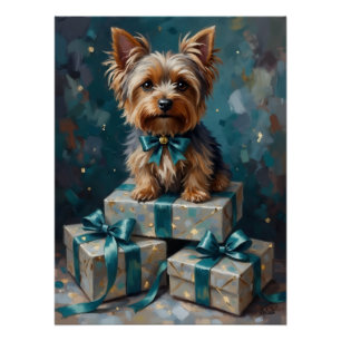 Póster Presente de Férias de Cachorro Elegante Yorkshire 