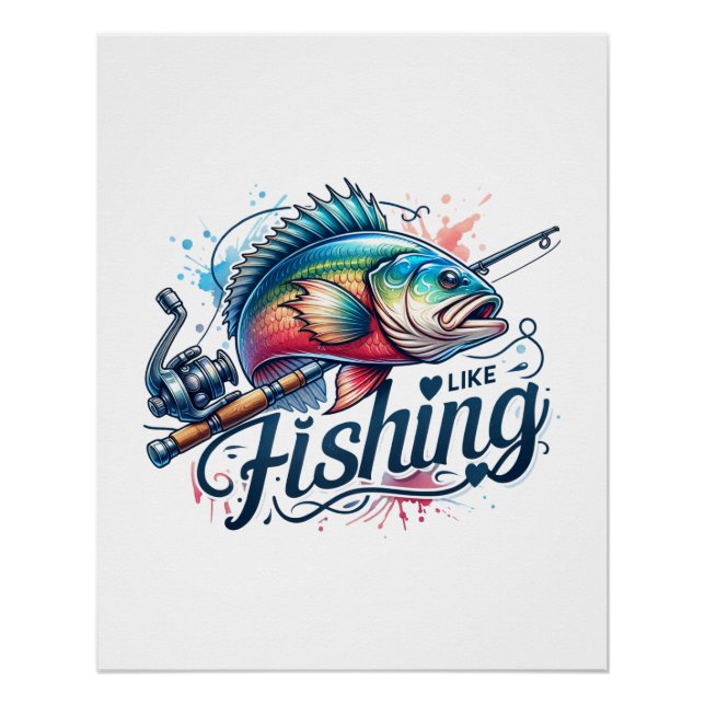 Póster Presente de Fisher eu gosto de pesca (Frente)