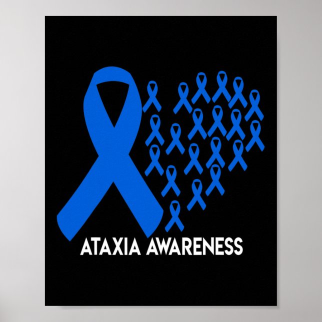 Poster Presente de Fita Azul de Conscientização da Ataxia (Frente)