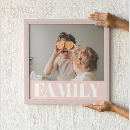Poster Presente de Foto da Família Rosa Moderno Pastel