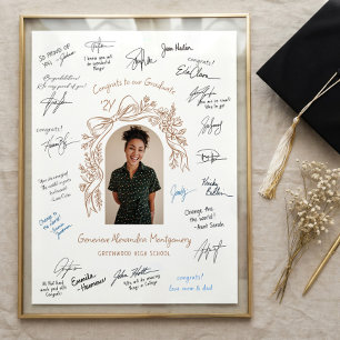 Poster Presente de Foto de Formatura com Assinatura de Co