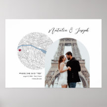 Presente de Foto do Noivado de Casamento do Mapa d