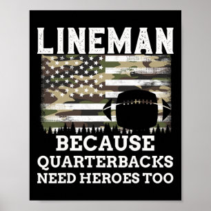 Poster Presente de Futebol Americano Lineman Bandeira Ame