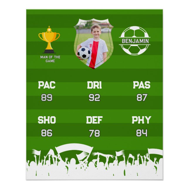 Póster Presente de Futebol Personalizado Para Crianças, C (Frente)
