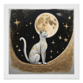 Póster Presente De Gato Celestial Para Pás De Gato