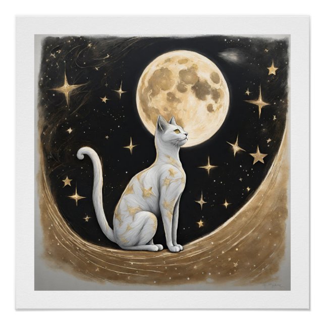 Póster Presente De Gato Celestial Para Pás De Gato (Frente)
