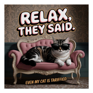 Póster Presente de Gato Relaxado para Amantes de Animais
