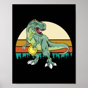 Poster Presente de Golfista de Dinossauro Dino Retro T Re